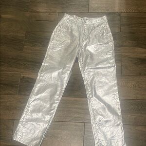 Fashion Nova Silver Shimmer Trousers